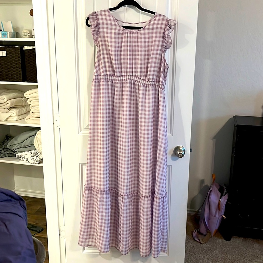 Isabel maternity dress gingham lavender